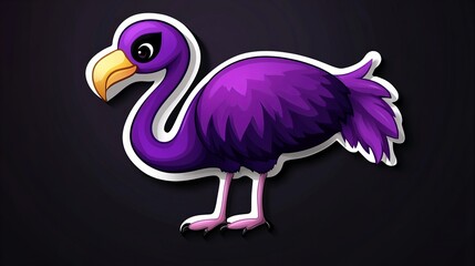 A vibrant purple flamingo sticker design against a dark background.  Unique and eye-catching!