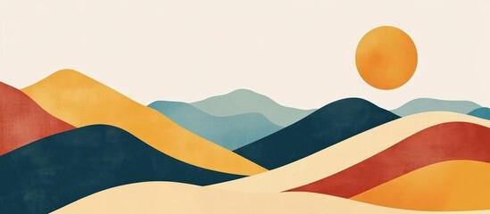 Sunset over abstract hills; calming landscape