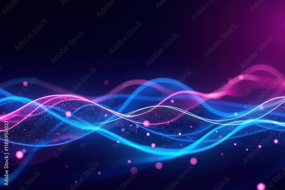 Poster abstract digital waves representing data streams and visualization in vibrant colors for technology 
