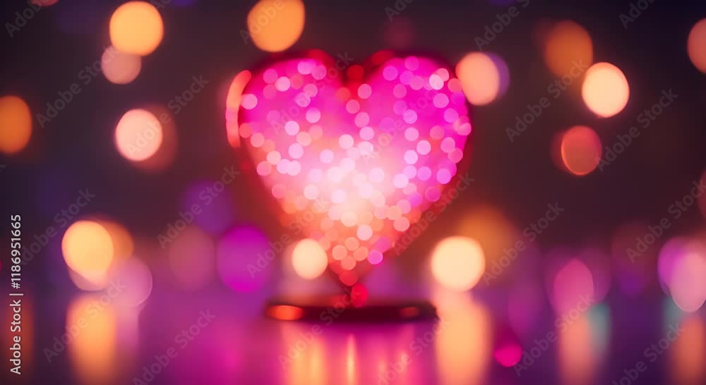 Poster vibrant heart shaped lights with colorful bokeh in the background creating a festive and romantic at