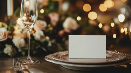 Elegant Wedding Table Setting with Blank Place Card