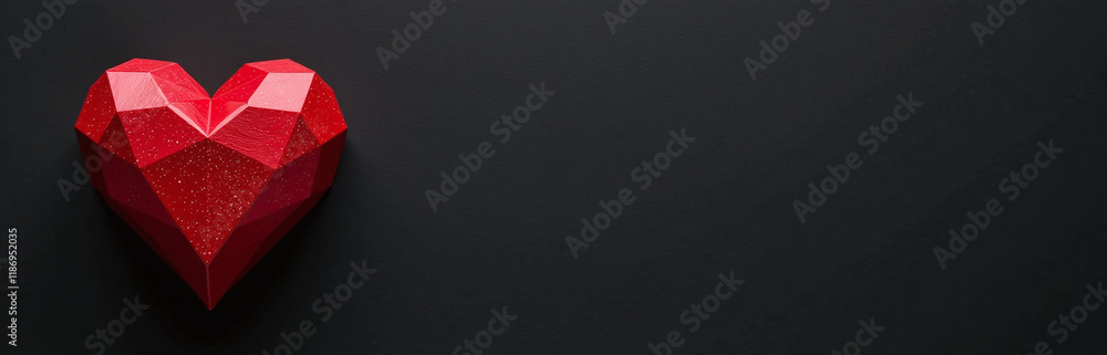 Aufkleber a heart shaped red diamond sits on a black background banner with ample copy space for text to be ov
