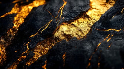 Elegant Black Marble with Shiny Gold Veins in High Resolution Detail