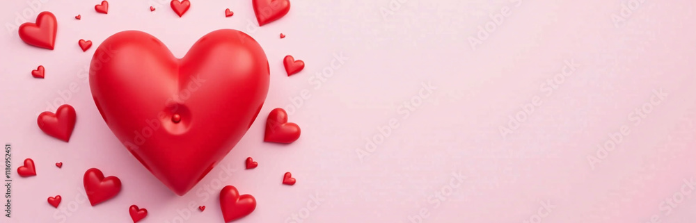 Poster A Heart Shape Made Of Red Hearts Is Positioned In The Center Of A Pink Background Leaving Space To Add Text. 00002