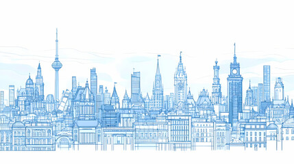 Fototapeta premium line art city skyline