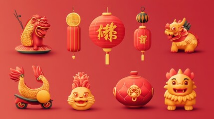 Festive Chinese New Year Decorations and Symbols