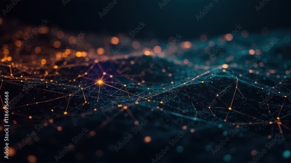 Poster abstract representation of digital circuits and network connections, highlighting intricate patterns