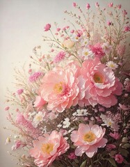 工芸的なディテール, 対称構成, 立体的デザイン, 花のアート, ゴールドテクスチャ, テキスタイル装飾, 青い花, ゴールドフレーム, バロックデザイン, クラシックなインスピレーション, 芸術的装飾.