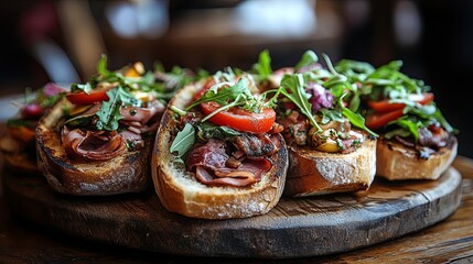 Rustic plate with artisanal sandwiches