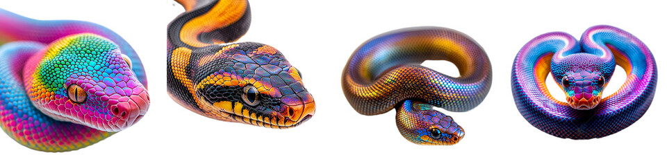 Colorful Abstract Representation of Snakes with Bright Patterns and Textures