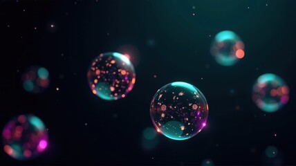 Ethereal Light and Colorful Bubbles Floating in a Mystical Space Creating a Dreamy and Enchanting Visual Experience for Abstract Imagery Lovers
