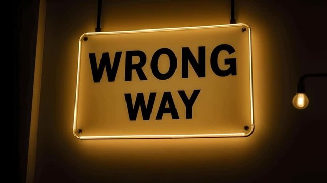Wrong way sign, confused and unsure of the correct route