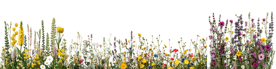Vibrant Wildflower Meadow with Diverse Colors and Blooming Flora in Natural Setting