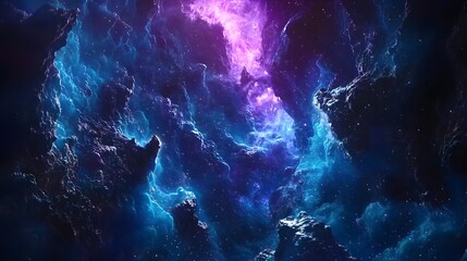 Obraz premium Vast Starry Galaxy with Deep Blue and Purple Nebulae in Space