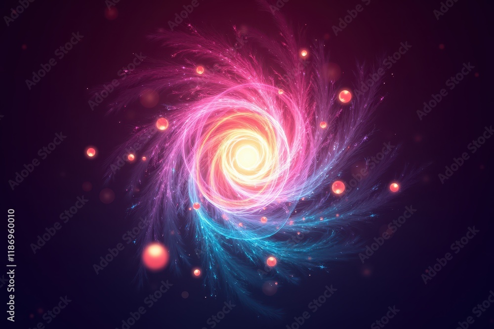 Aufkleber vibrant energy swirl with fractal patterns and fiery colors representing storm dynamics and cosmic f