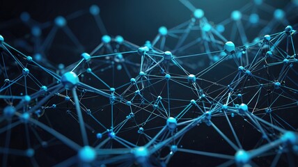 Obraz premium Abstract polygonal neural space background with connection structure.