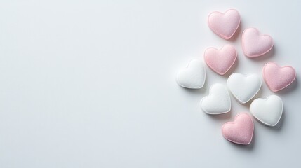 Pink and White Heart Shaped Bath Bombs on White Background