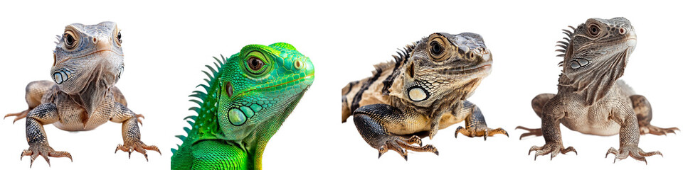 Colorful Iguanas and Lizards in a Naturalistic Setting Displaying Unique Features