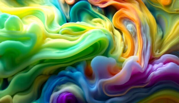 Fondo de fluidos de colores vivos, vibrantes y arremolinados en movimientos sinuosos