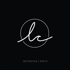 LC letter initials logo design with waves circle