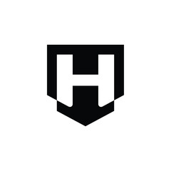 Letter H logo shield down arrow sign