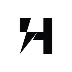 letter H with bolt left logo design