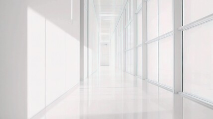 Obraz premium Bright White Office Space with Blank Wall and Clean Lines