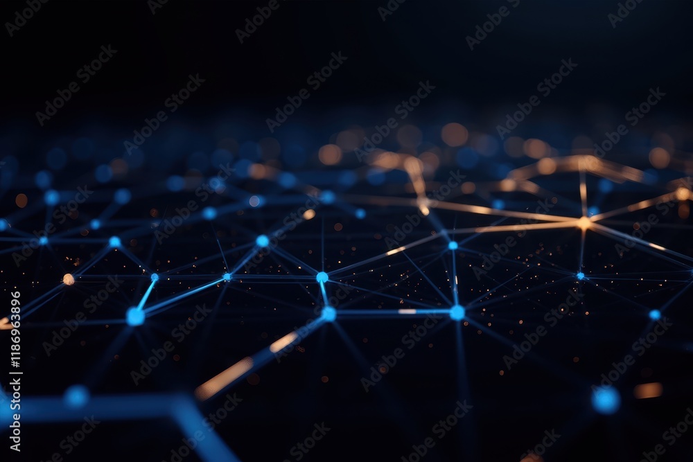 Aufkleber abstract digital network grid representation with illuminated nodes and lines, suitable for technolo