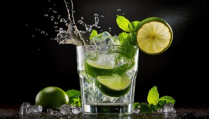 Fototapeta premium cocktail with lime and ice