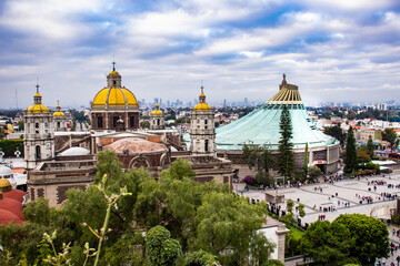 View of the Sanctuary of the Virgin of Guadalupe from Tepeyac Hill in Mexico City.