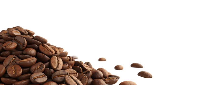 Coffee beans arranged on white cloth for natural caffeine themes, morning beverage concepts, or cozy kitchen and rustic drink advertisements