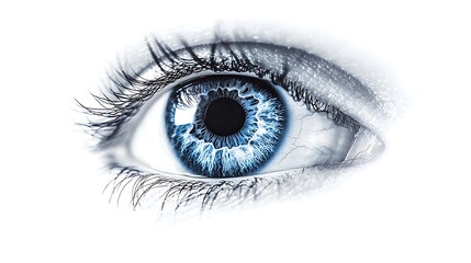 Artistic depiction of human eye anatomy with focus on lens and cornea on white background