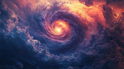 Powerful storm swirling clouds nature illustration