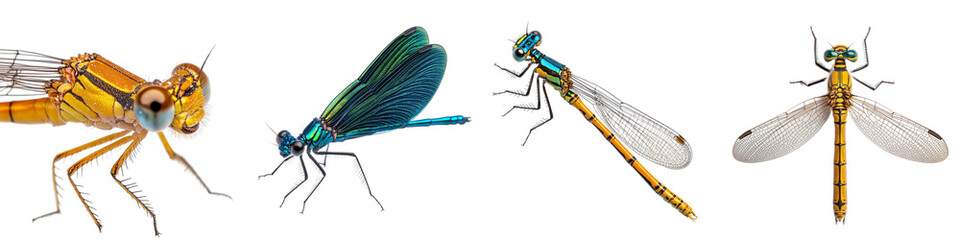 Detailed Collection of Colorful Dragonflies and Damselflies Representing Nature's Diversity
