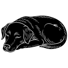  labrador retriever dog black silhouette vector, dog sleeping vector, Simple silhouette Design vector icon with white background.