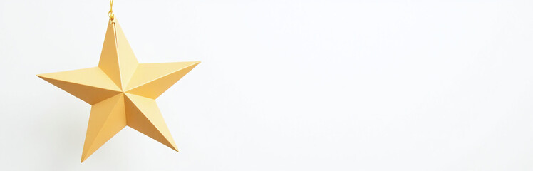 Obraz premium A Gold Paper Lamp Star Hangs Isolated On A White Background With Transparent Png Edges As A Christmas Decoration Item. 00002