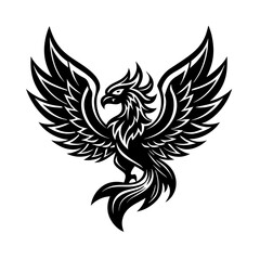 silhouette eagle tattoo design with white background