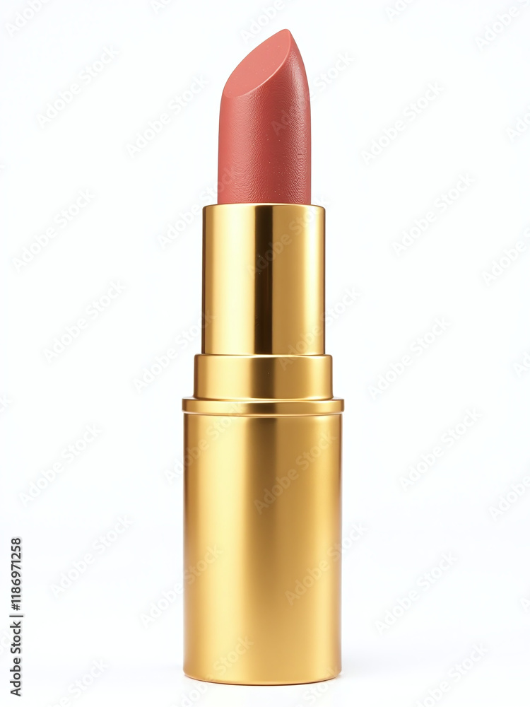 Poster a gold lipstick is isolated against a clean white background that also includes transparent png for 
