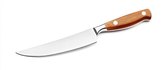 Obraz premium Knives with Wooden Handles and Sharp Blades on White Background for Kitchen Accessories, Cooking Tools, and Culinary Use