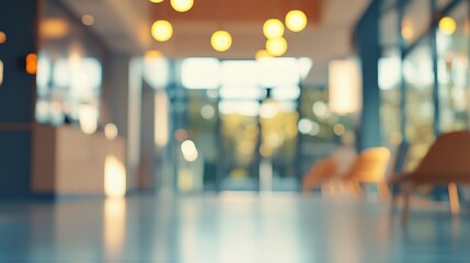 Blurred Abstract Hospital Interior with Medical Equipment and Lights