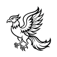 black and white bird vector with white background