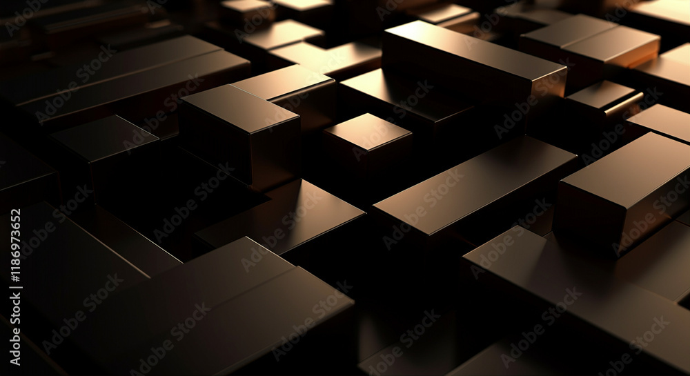 Poster 3d geometric shapes and design in a reflective surface composition