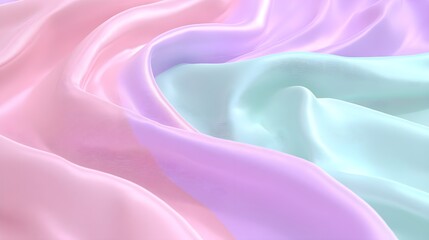Obraz premium Soft Pastel Fabric Draped in Lavender, Peach, and Teal Colors