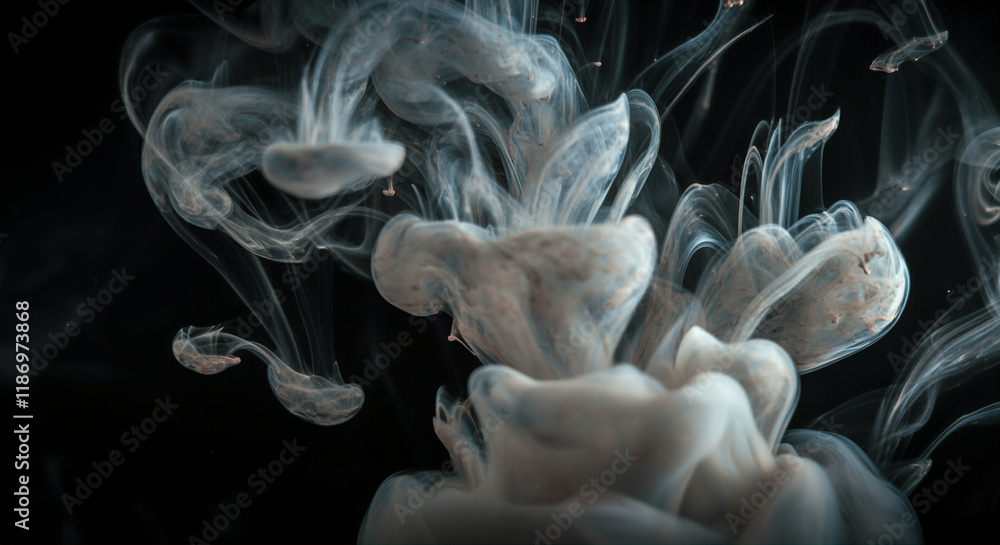 Poster smoke swirling in abstract patterns with ethereal textures and graceful movement