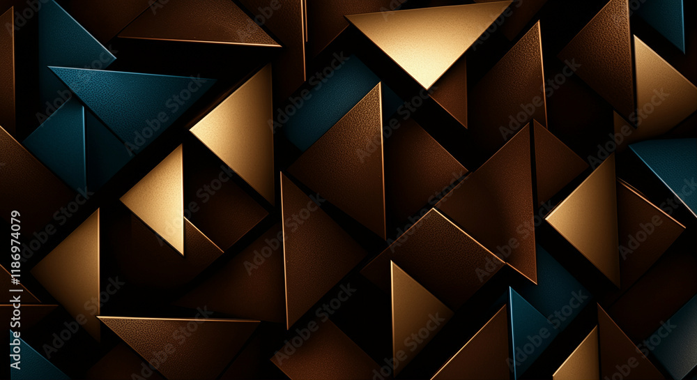 Poster triangles in geometric patterns with abstract design in dark colors