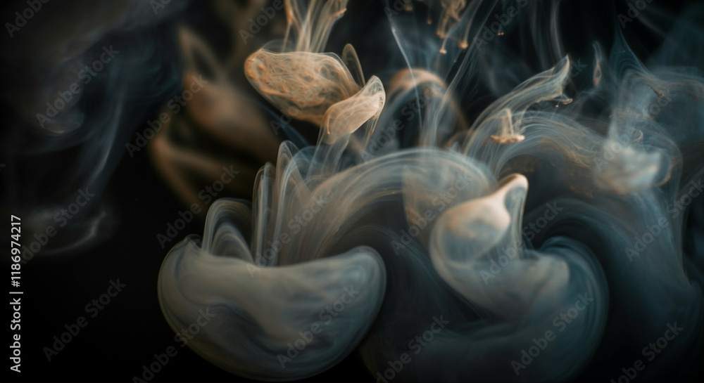 Poster smoke swirling in colorful abstract background with ethereal patterns and soft texture