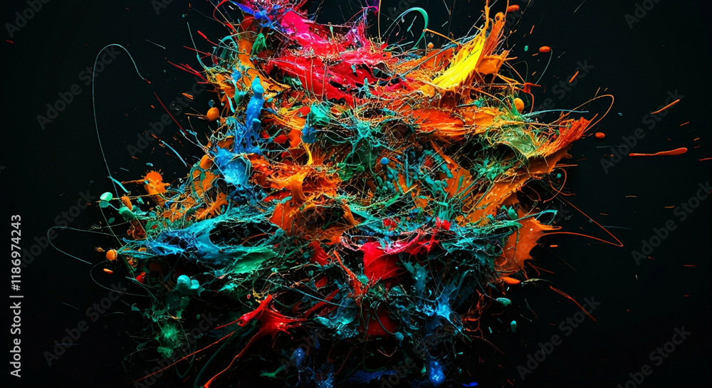 Poster abstract paint splash with colorful splash and vibrant abstract art in dynamic motion and vivid colo