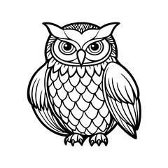 owl line art with white background