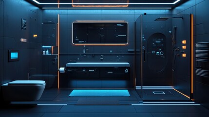 Fototapeta premium Smart bathrooms high-tech automation with water-saving sensors