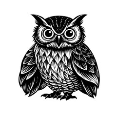 owl on a silhouette with white background